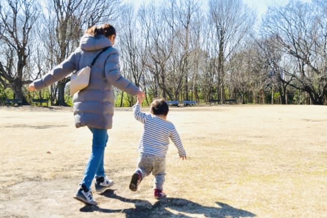 親子で散歩